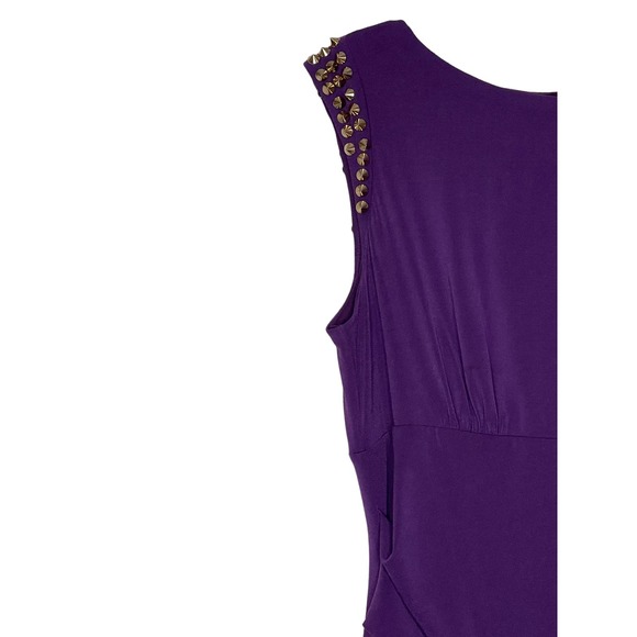 Vince Camuto Women's Bodycon Dress Studded Sleeve Back Zip Purple Size 12 - Picture 3 of 11
